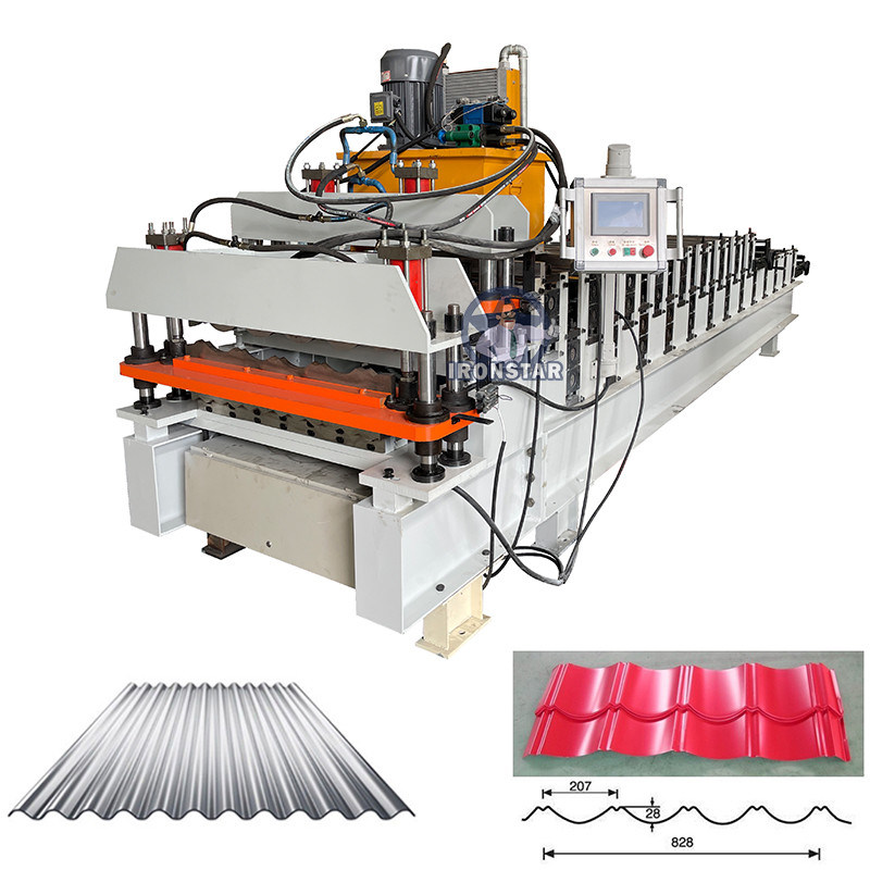 “Ironstar Factory Direct Supply 836 Wave Sheet 828 Roof Tile Double Layer Roll Forming Machine Flying Cutting System Two In One Roof Tile Making Machinery Automatic PLC Control Roofing Production Line