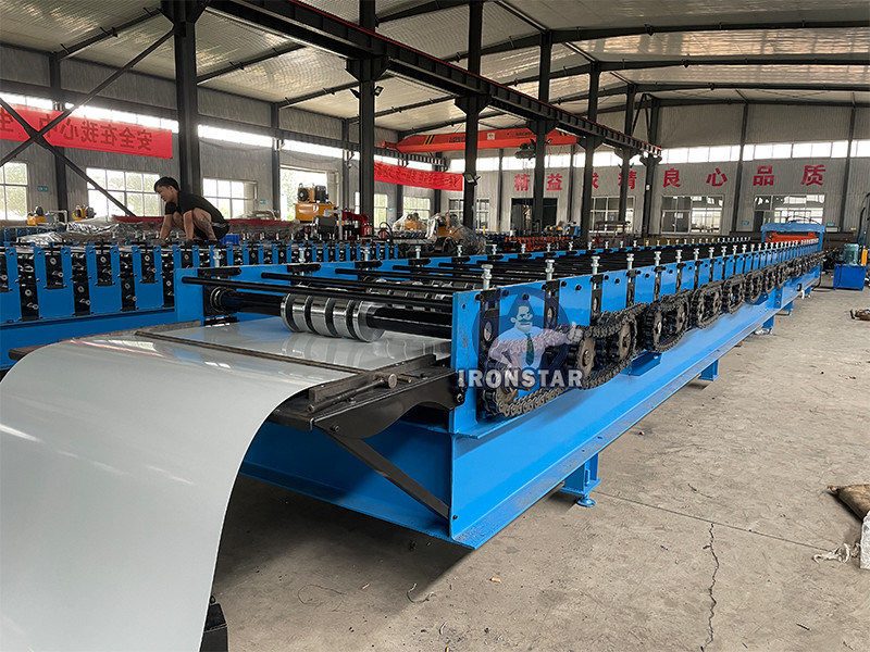 “Flying Tracking Cutting Trapezoidal Color Steel Roof Roll Forming Machine For Saudi Arabia Market High Speed Flying Tracking Cutting Trapezoidal IBR Roof Panel Roll Forming Machine For Saudi Arabia ”