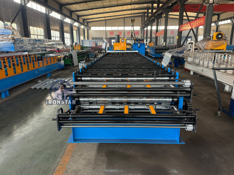 “Ironstar Full Automatic PLC Control 6 Rib and 6 Rib Trapezoidal Sheet Double Layer Roll Forming Machine 2 Layer Double Deck Metal Roofing Sheet Making Machine Production Line for America”